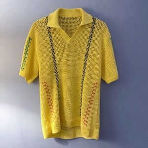 Vintage Open Weave Knit Polo Shirt